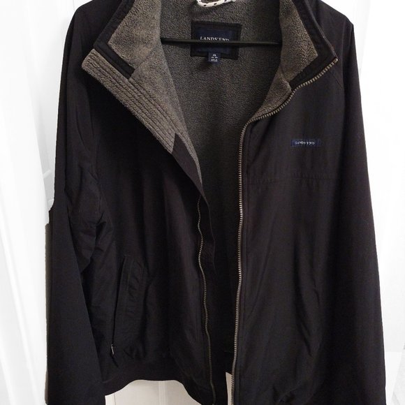Men's Squall Jacket Land's End Jacket Fleece Lined Zip Pockets XL Black Jacket - Picture 10 of 10